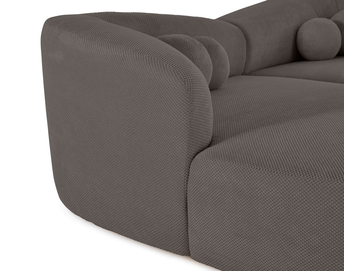 Canapé droit 4 places avec double méridienne en velours texturé Charles