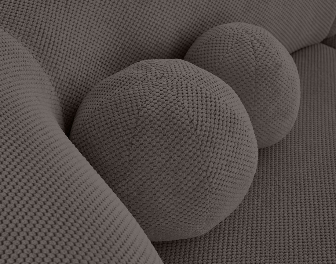 Canapé droit 4 places avec double méridienne en velours texturé Charles