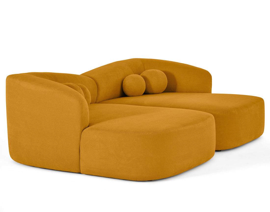 Canapé droit 4 places avec double méridienne en velours texturé Charles