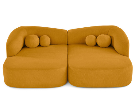 Canapé droit 4 places avec double méridienne en velours texturé Charles