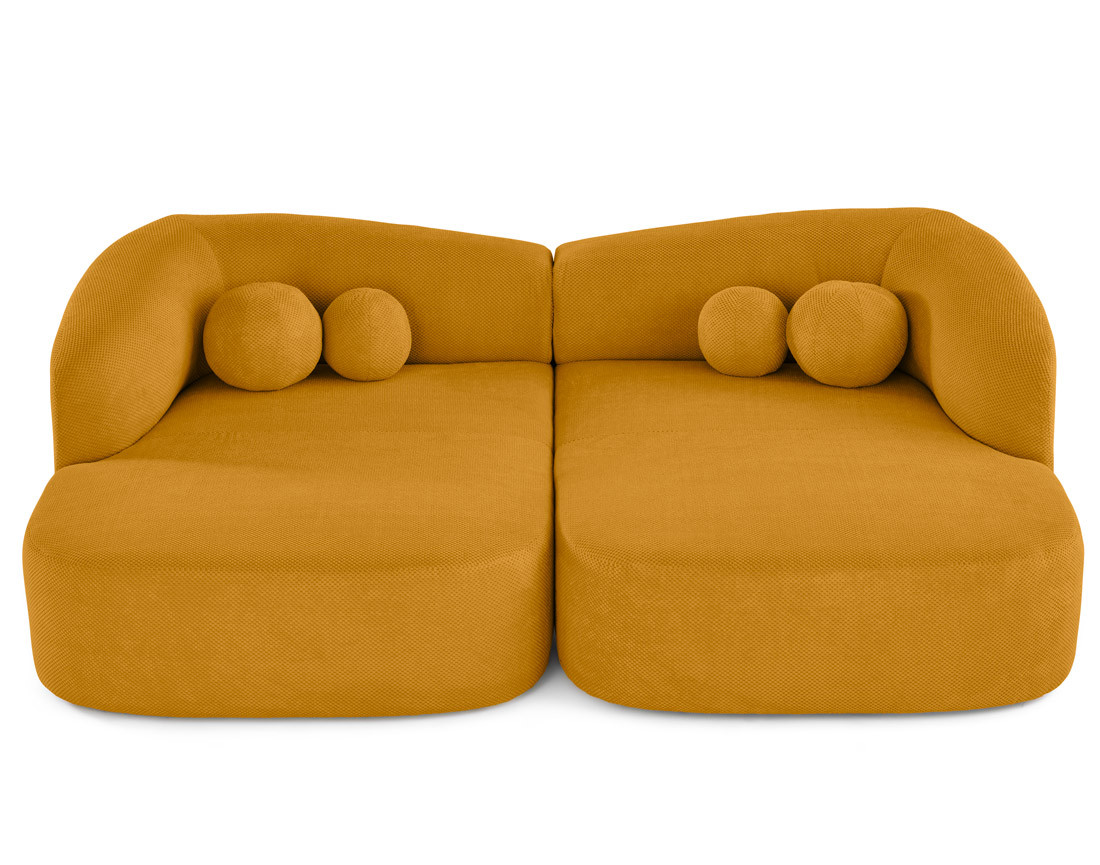 Canapé droit 4 places avec double méridienne en velours texturé Charles