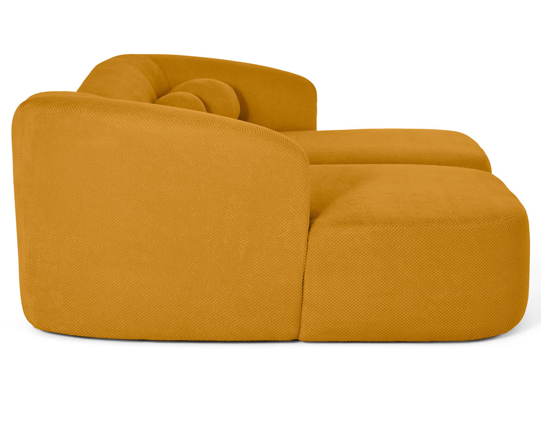 Canapé droit 4 places avec double méridienne en velours texturé Charles