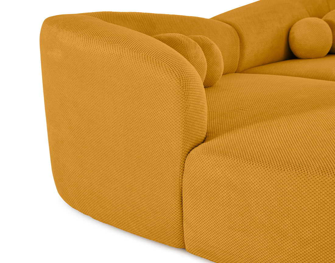 Canapé droit 4 places avec double méridienne en velours texturé Charles