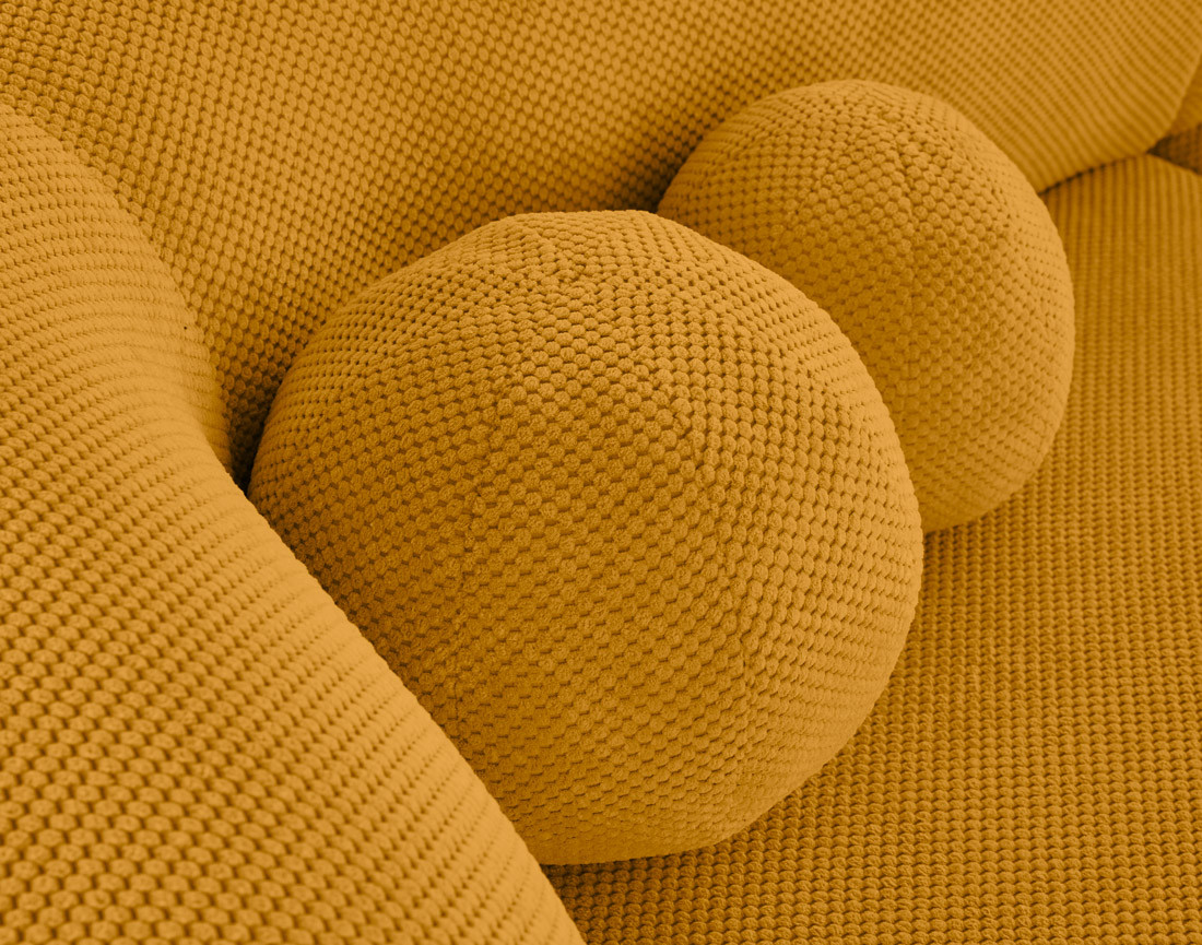 Canapé droit 4 places avec double méridienne en velours texturé Charles