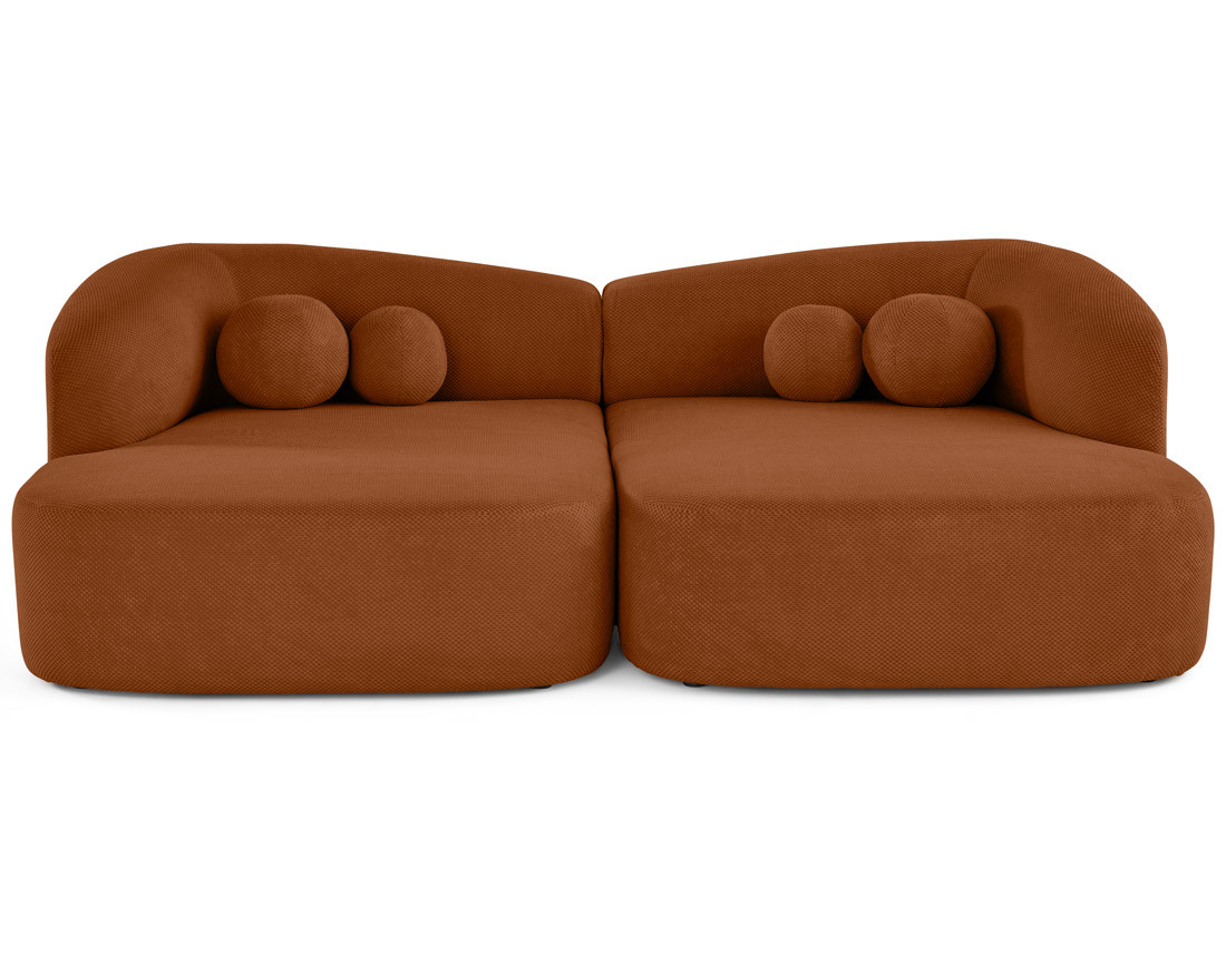 Canapé droit 4 places avec double méridienne en velours texturé Charles