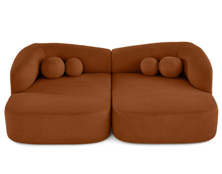 Canapé droit 4 places avec double méridienne en velours texturé Charles