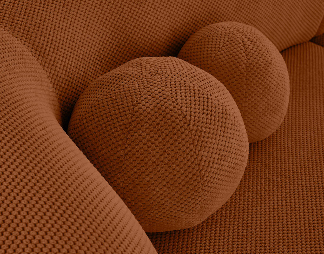 Canapé droit 4 places avec double méridienne en velours texturé Charles