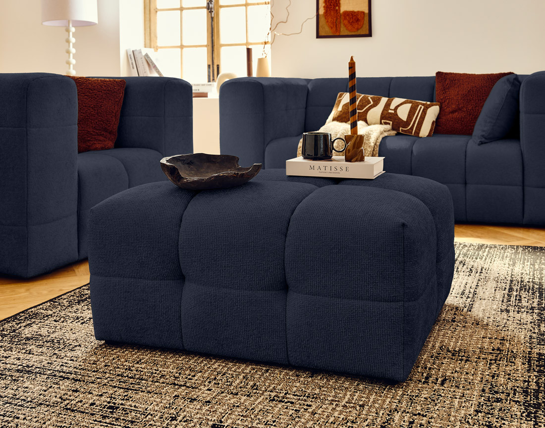 Pouf en tissu texturé Suzano