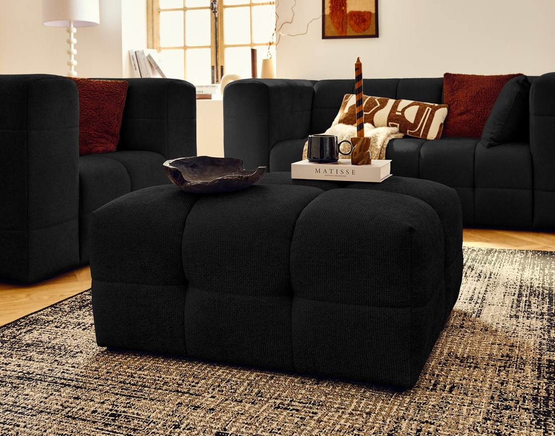 Pouf en tissu texturé Suzano