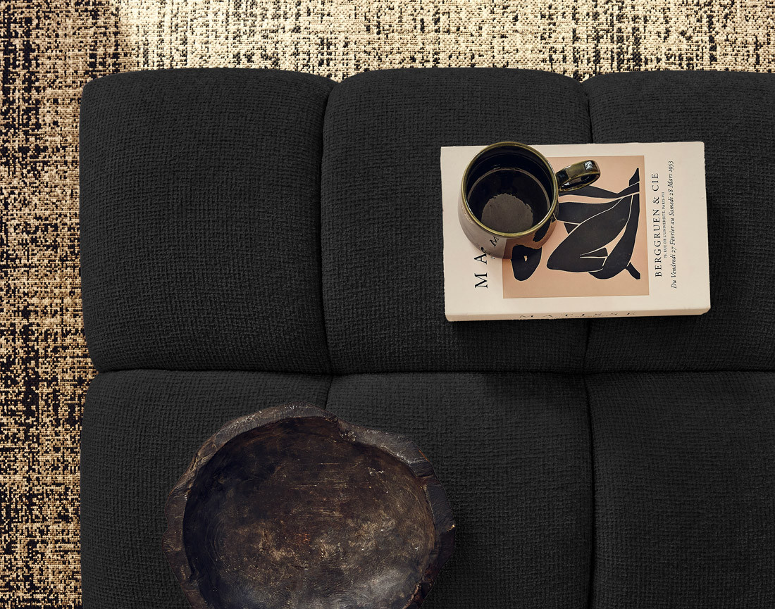 Pouf en tissu texturé Suzano