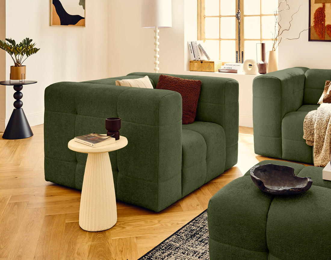 Fauteuil en tissu texturé Suzano