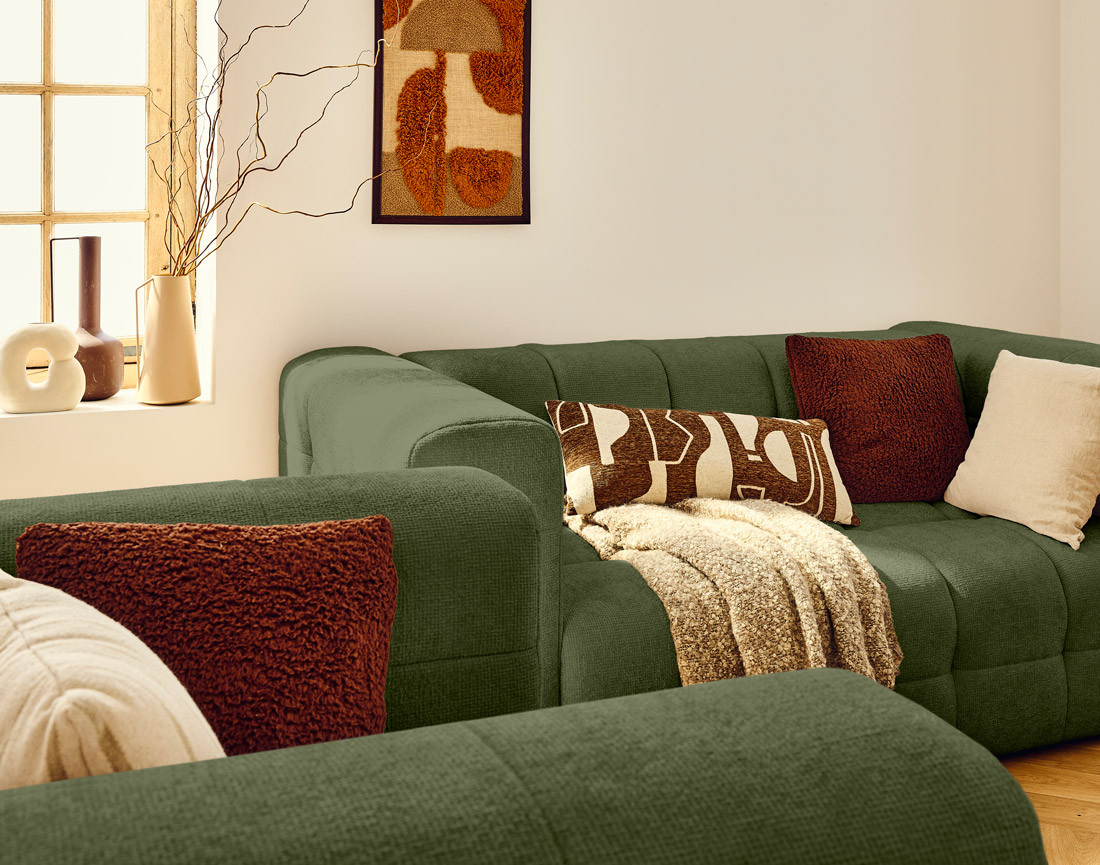 Canapé droit 2 places en tissu texturé Suzano