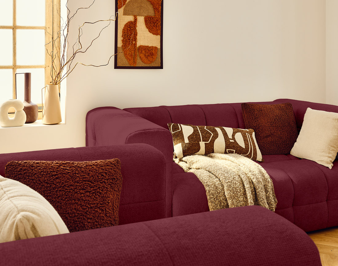 Canapé droit 2 places en tissu texturé Suzano