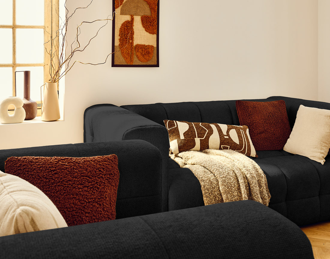 Canapé droit 2 places en tissu texturé Suzano