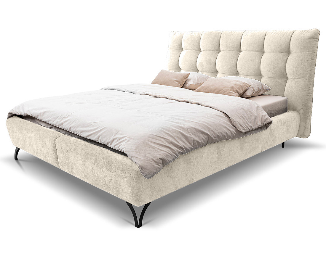 Lit coffre 140x200 en tissu bouclette sommier inclus Sohan