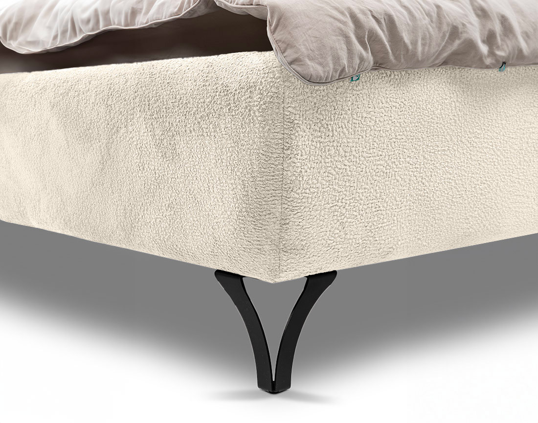 Lit coffre 140x200 en tissu bouclette sommier inclus Sohan