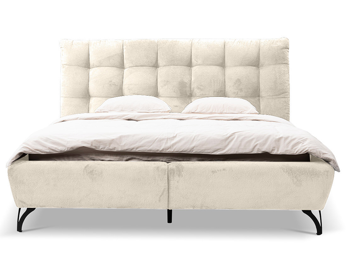 Lit coffre 160x200 cm en tissu bouclette sommier inclus Sohan