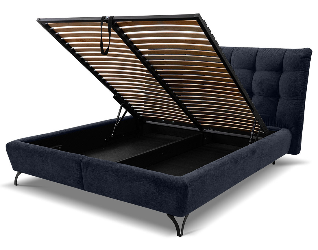 Lit coffre 160x200 cm en tissu bouclette sommier inclus Sohan