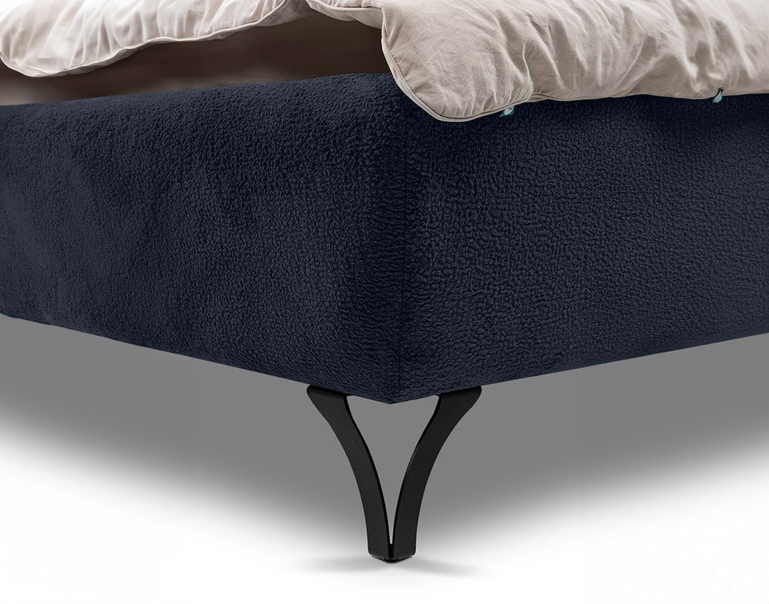 Lit coffre 160x200 cm en tissu bouclette sommier inclus Sohan