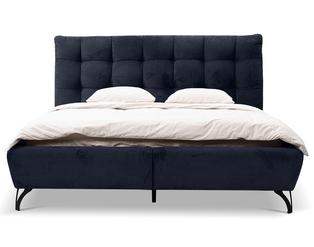 Lit coffre 160x200 cm en tissu bouclette sommier inclus Sohan