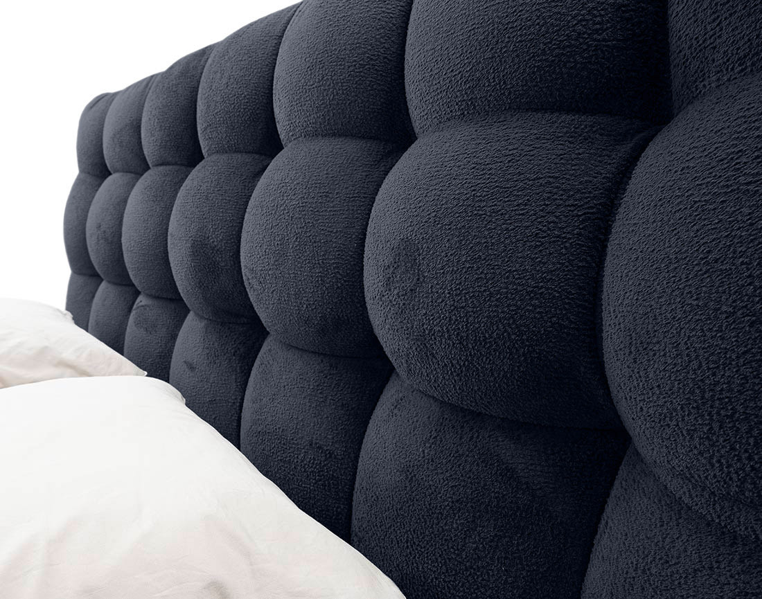 Lit coffre 160x200 cm en tissu bouclette sommier inclus Sohan