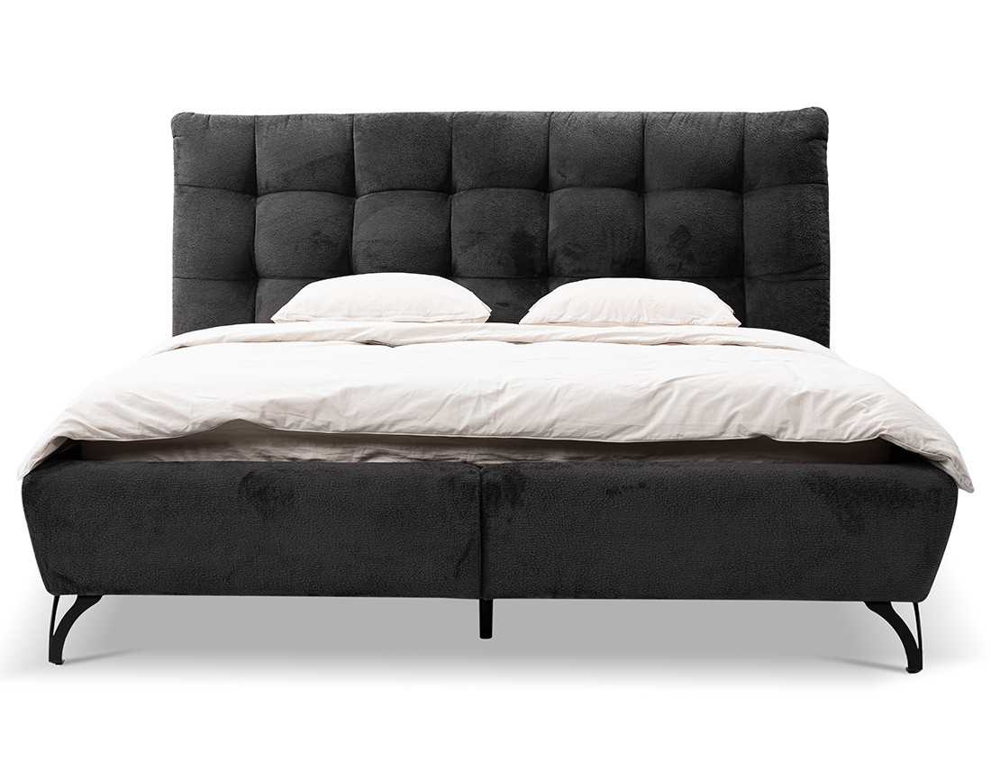 Lit coffre 160x200 cm en tissu bouclette sommier inclus Sohan