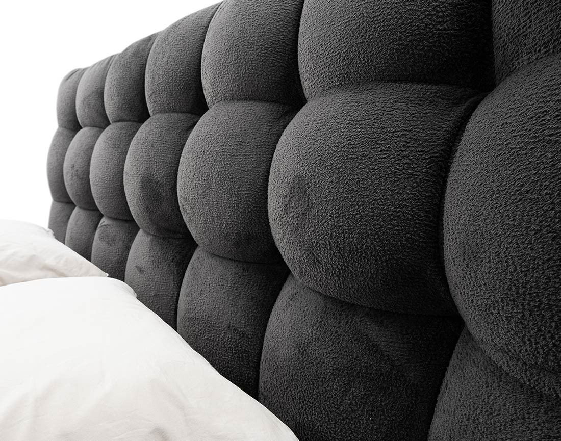 Lit coffre 160x200 cm en tissu bouclette sommier inclus Sohan