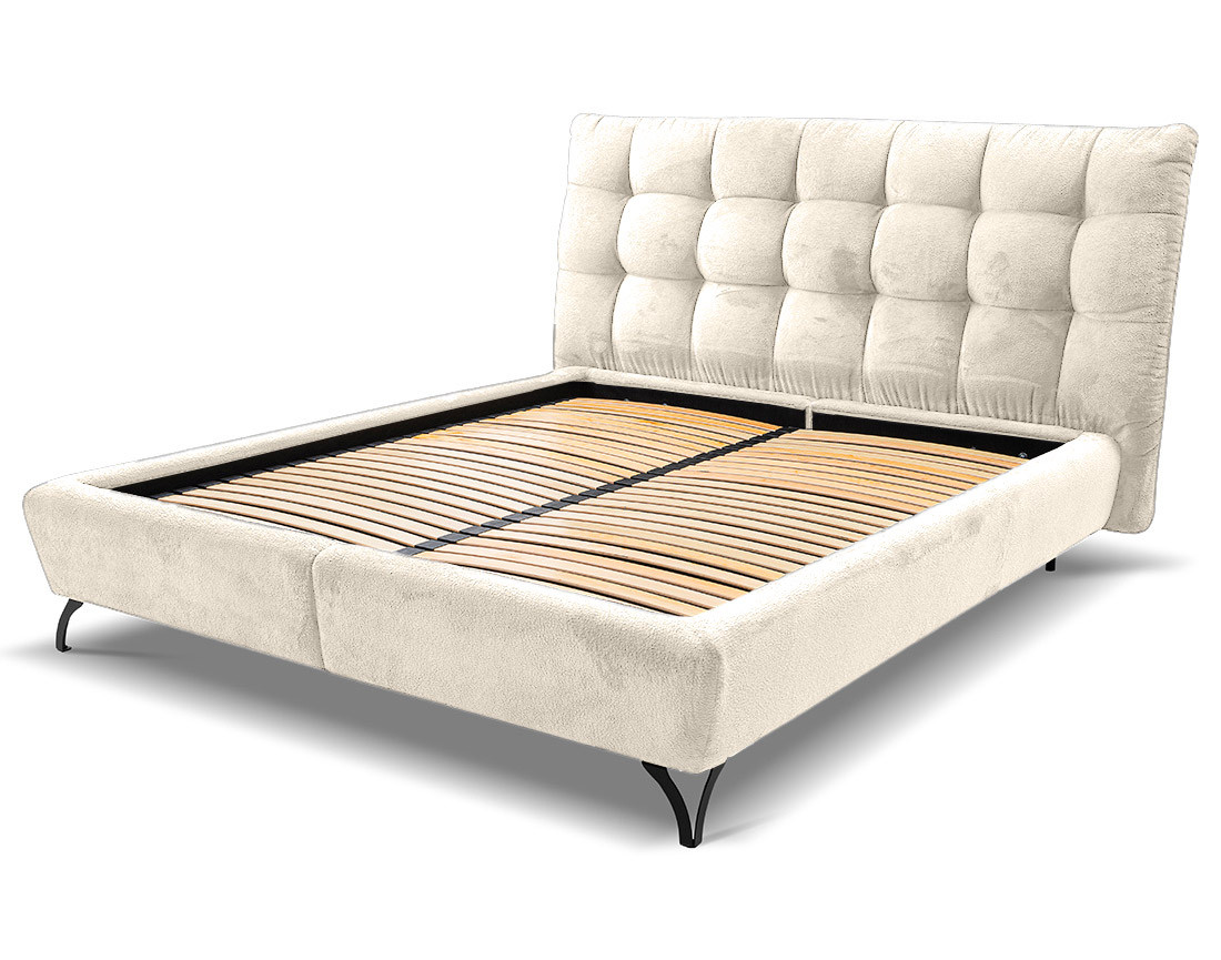 Lit coffre 160x200 cm en tissu bouclette sommier inclus Sohan