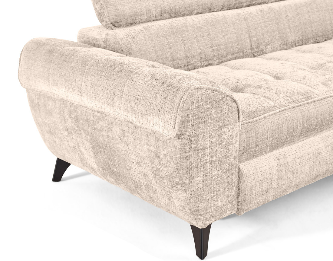 Canapé d'angle droit convertible avec coffre en velours texturé Marlo