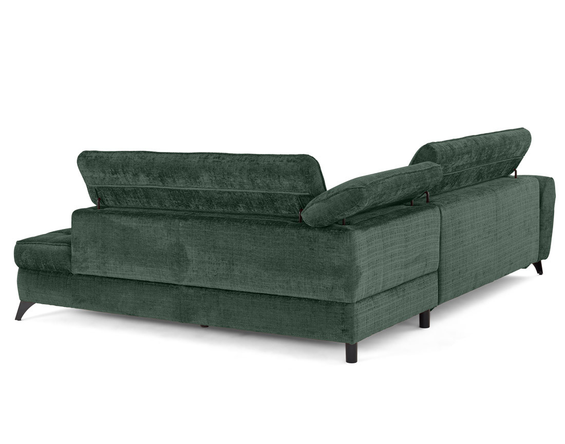 Canapé d'angle droit convertible avec coffre en velours texturé Marlo