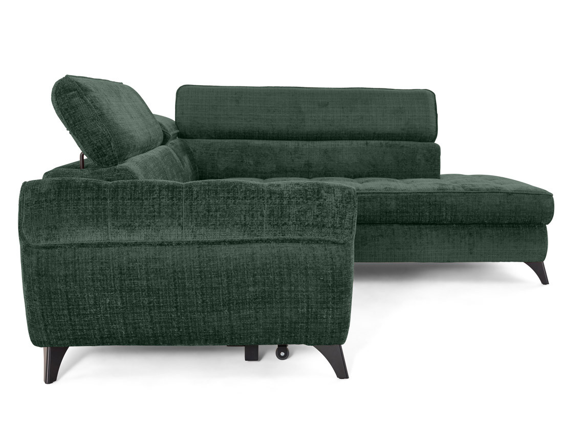 Canapé d'angle droit convertible avec coffre en velours texturé Marlo