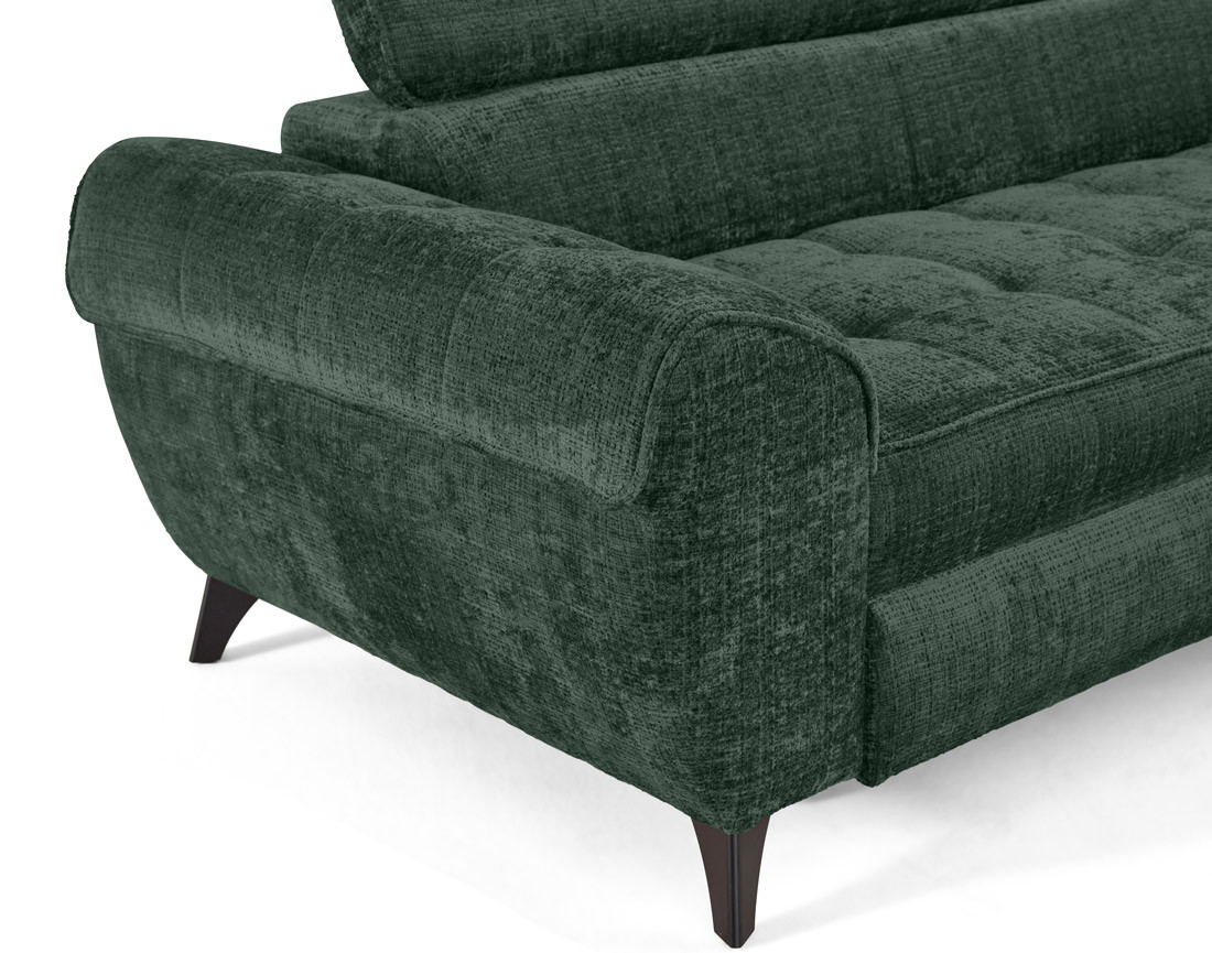 Canapé d'angle droit convertible avec coffre en velours texturé Marlo