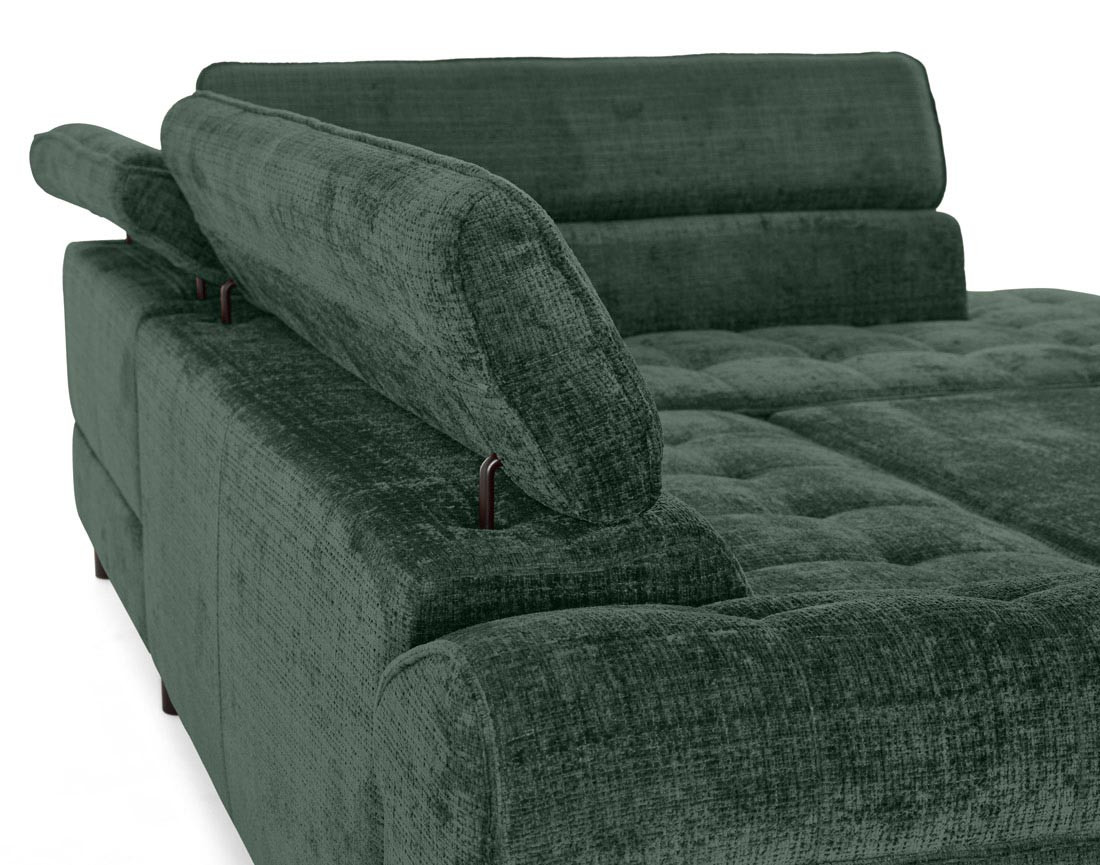 Canapé d'angle droit convertible avec coffre en velours texturé Marlo