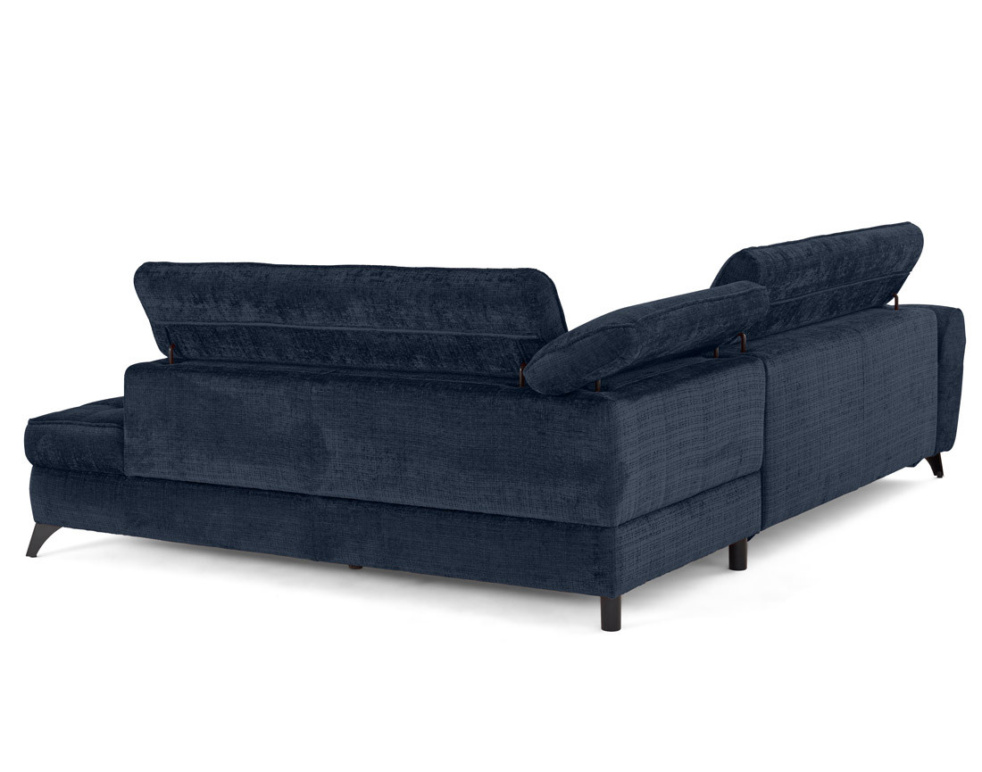 Canapé d'angle droit convertible avec coffre en velours texturé Marlo