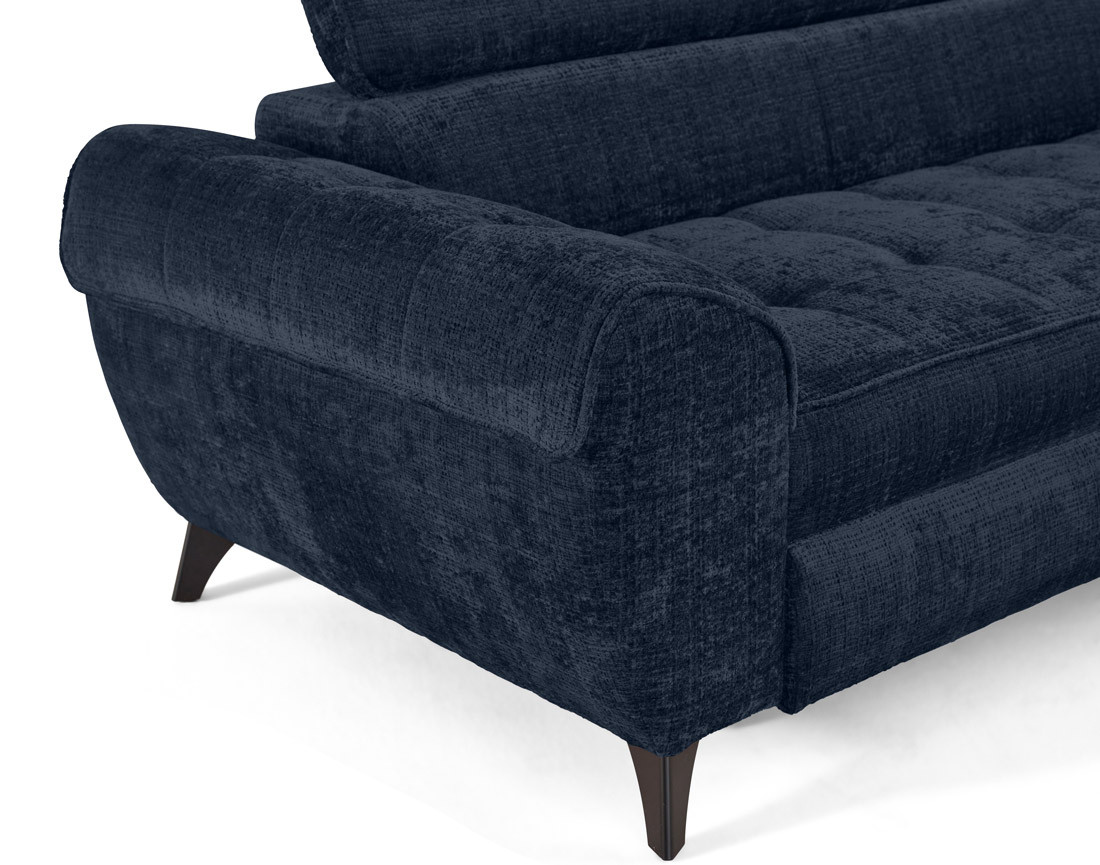 Canapé d'angle droit convertible avec coffre en velours texturé Marlo