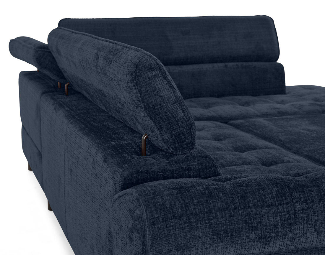 Canapé d'angle droit convertible avec coffre en velours texturé Marlo