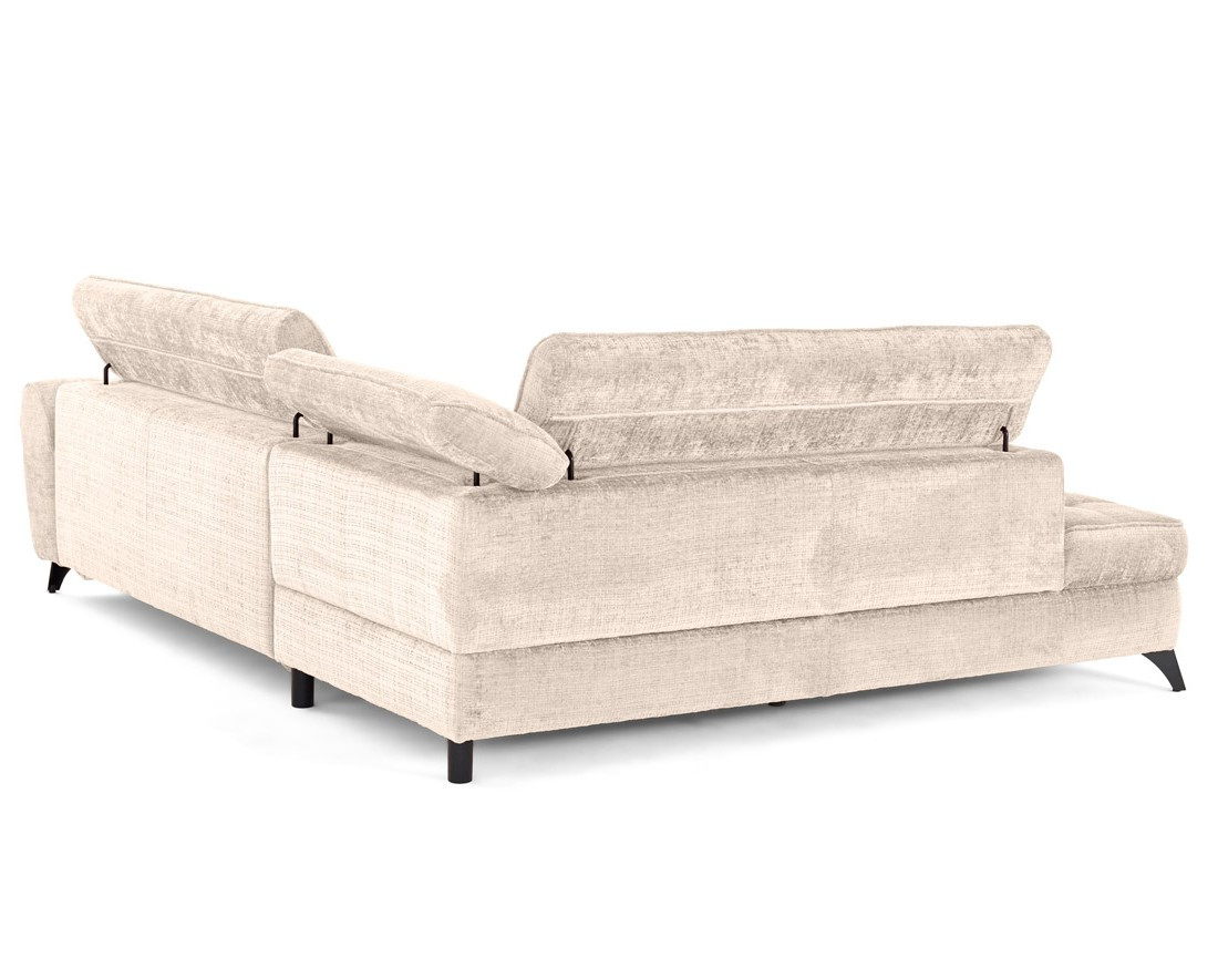 Canapé d'angle gauche convertible avec coffre en velours texturé Marlo