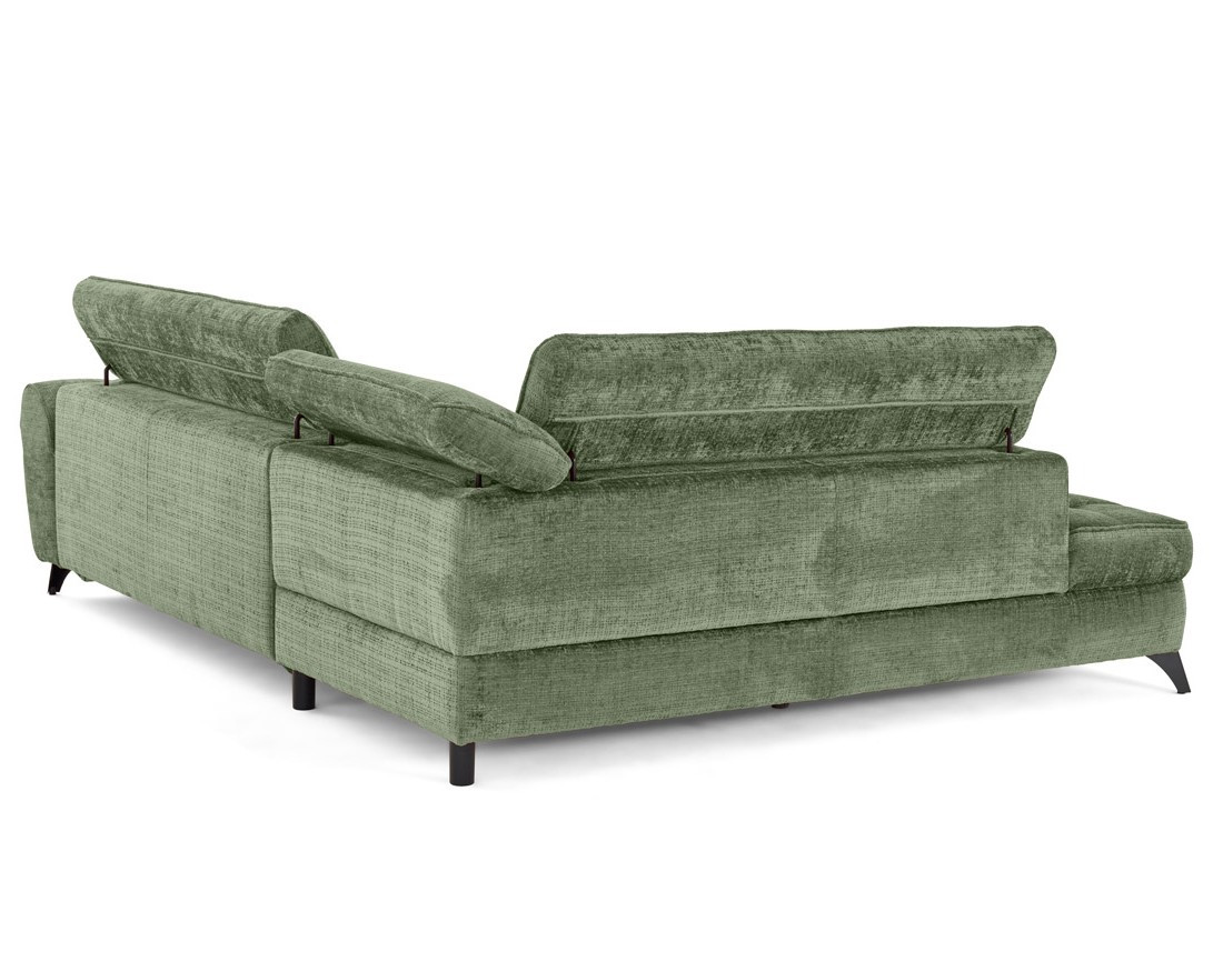 Canapé d'angle gauche convertible avec coffre en velours texturé Marlo