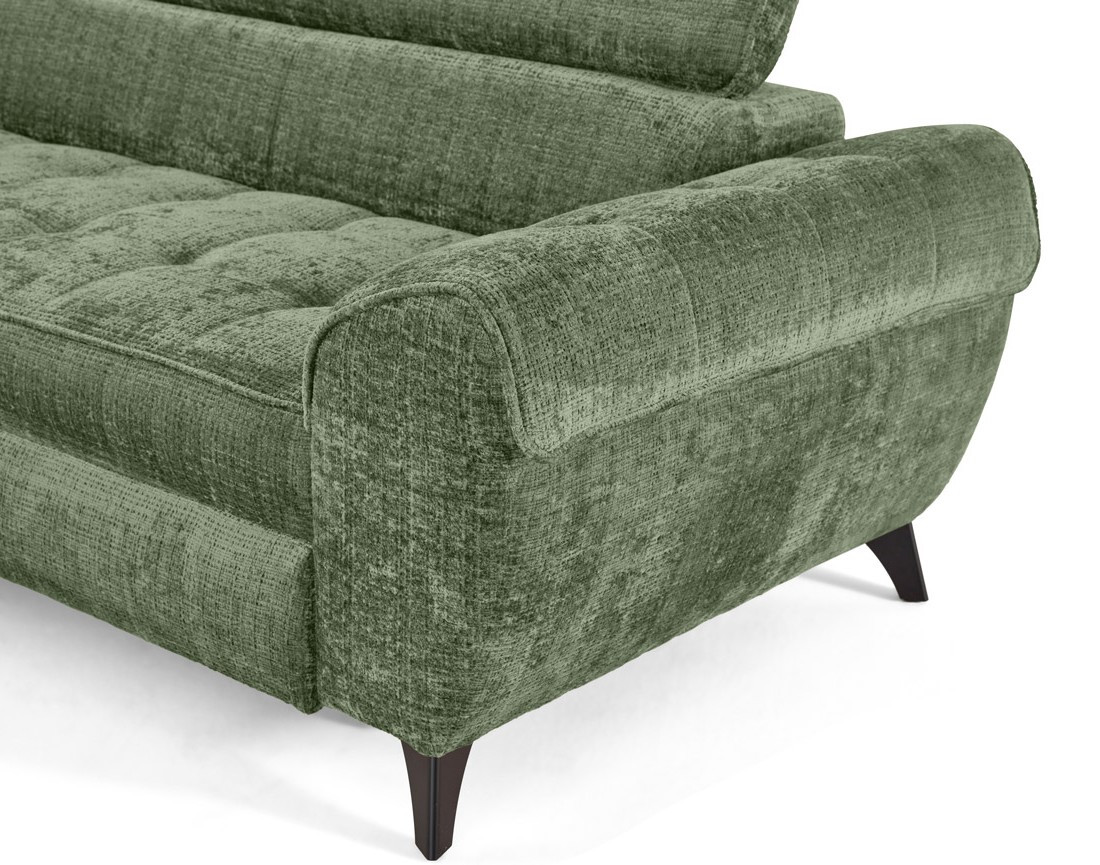 Canapé d'angle gauche convertible avec coffre en velours texturé Marlo