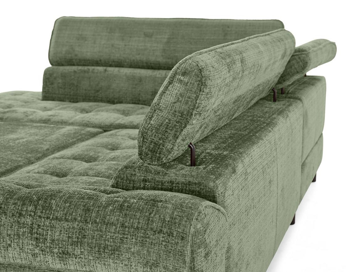 Canapé d'angle gauche convertible avec coffre en velours texturé Marlo