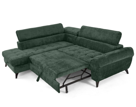 Canapé d'angle gauche convertible avec coffre en velours texturé Marlo