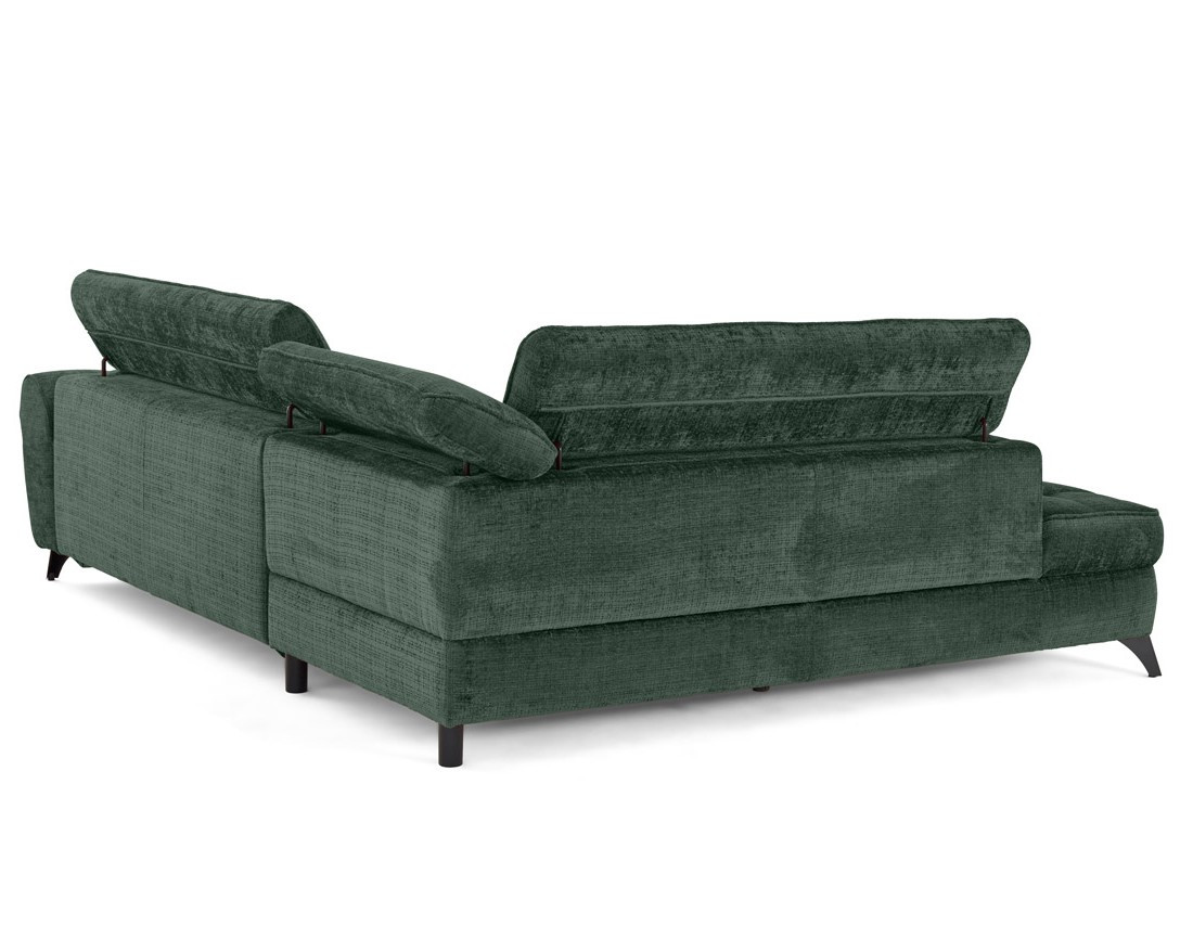 Canapé d'angle gauche convertible avec coffre en velours texturé Marlo