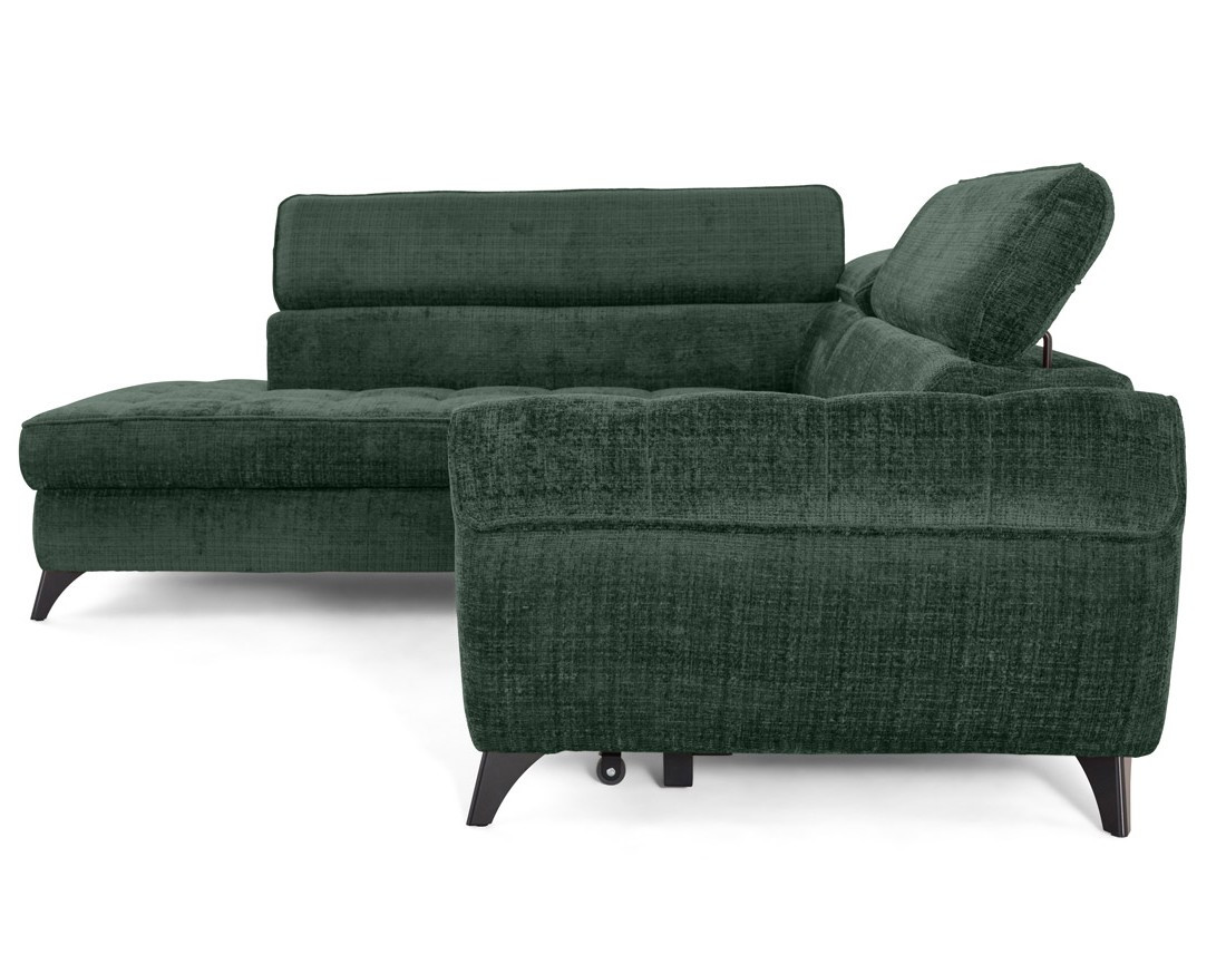 Canapé d'angle gauche convertible avec coffre en velours texturé Marlo