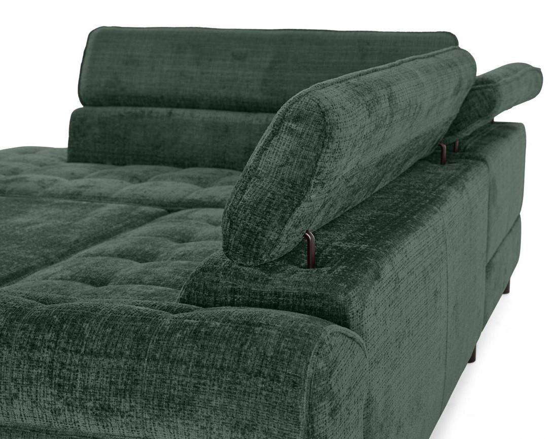 Canapé d'angle gauche convertible avec coffre en velours texturé Marlo