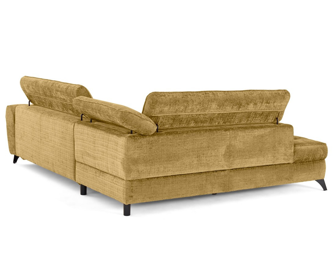 Canapé d'angle gauche convertible avec coffre en velours texturé Marlo