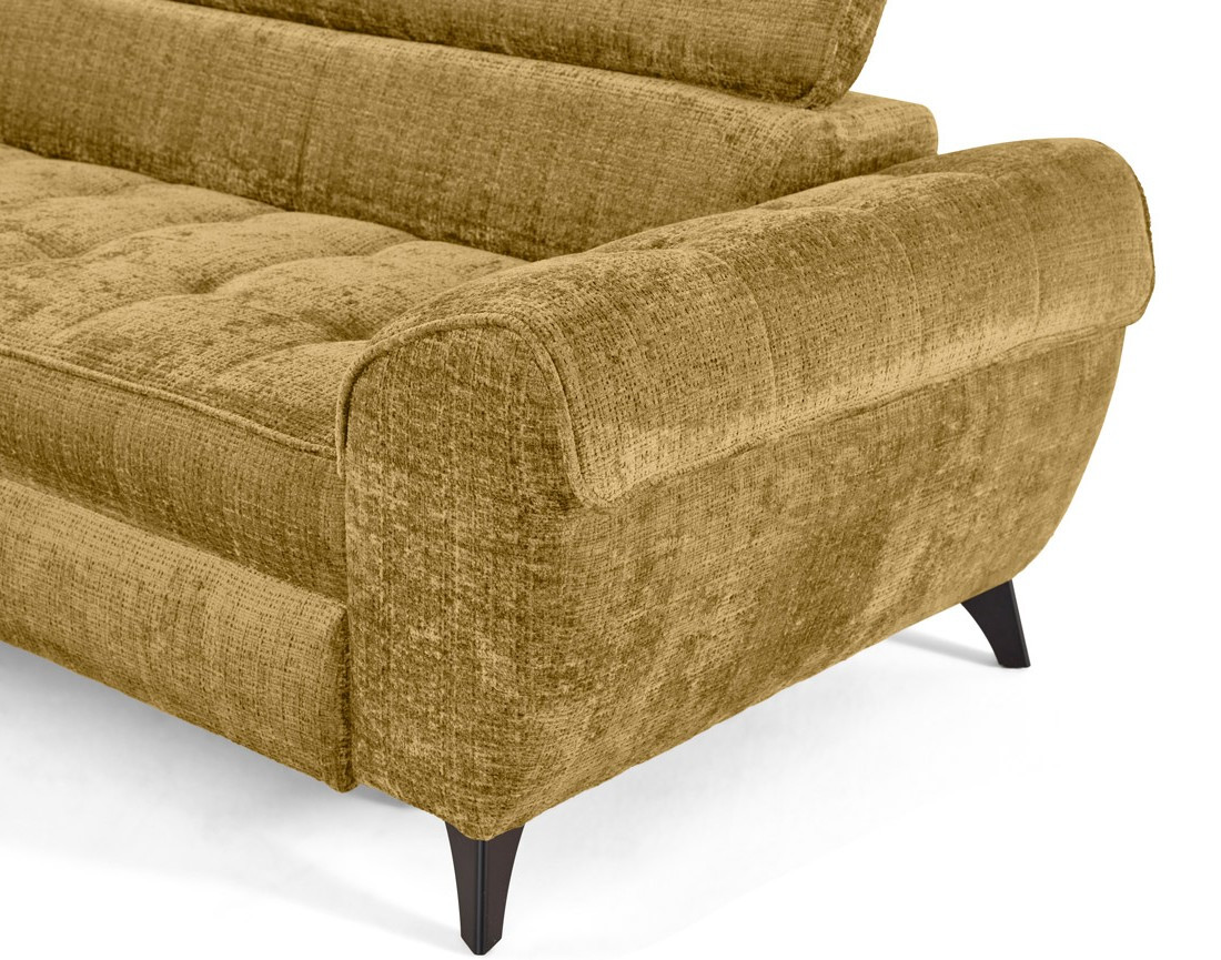 Canapé d'angle gauche convertible avec coffre en velours texturé Marlo