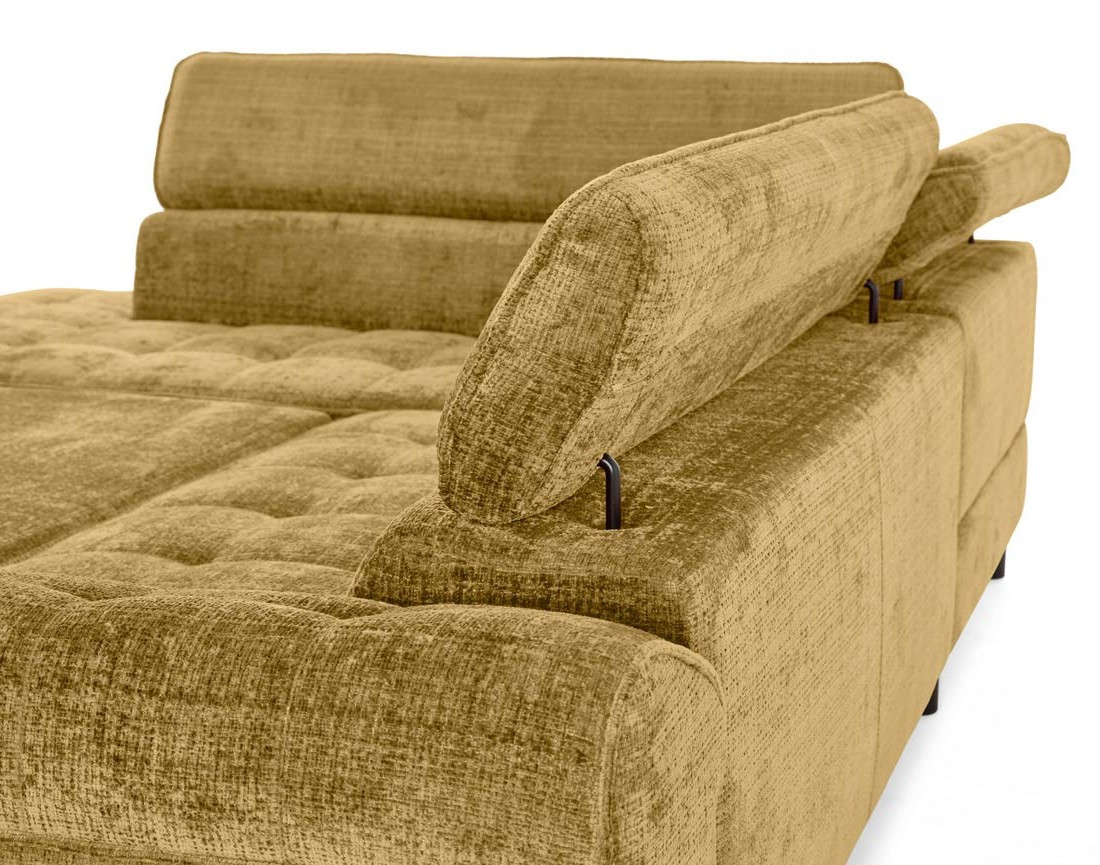 Canapé d'angle gauche convertible avec coffre en velours texturé Marlo