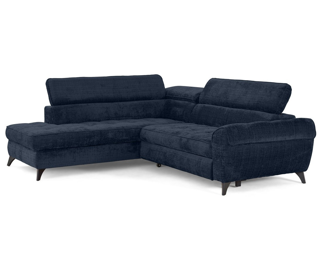 Canapé d'angle gauche convertible avec coffre en velours texturé Marlo