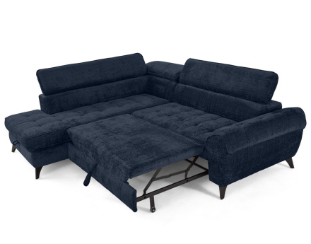 Canapé d'angle gauche convertible avec coffre en velours texturé Marlo