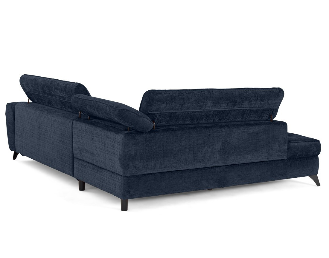 Canapé d'angle gauche convertible avec coffre en velours texturé Marlo